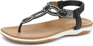 UBFEN Womens Flat Sandals Rhinestone Thong Sandals with Elastic Ankle Strap Dressy Comfortable Lightweight Summer Shoes