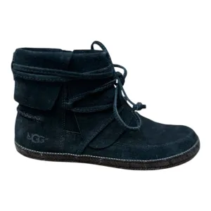 UGG Reid Loafer Black Preloved Lace Wraped Booties Womens Size 6 US*