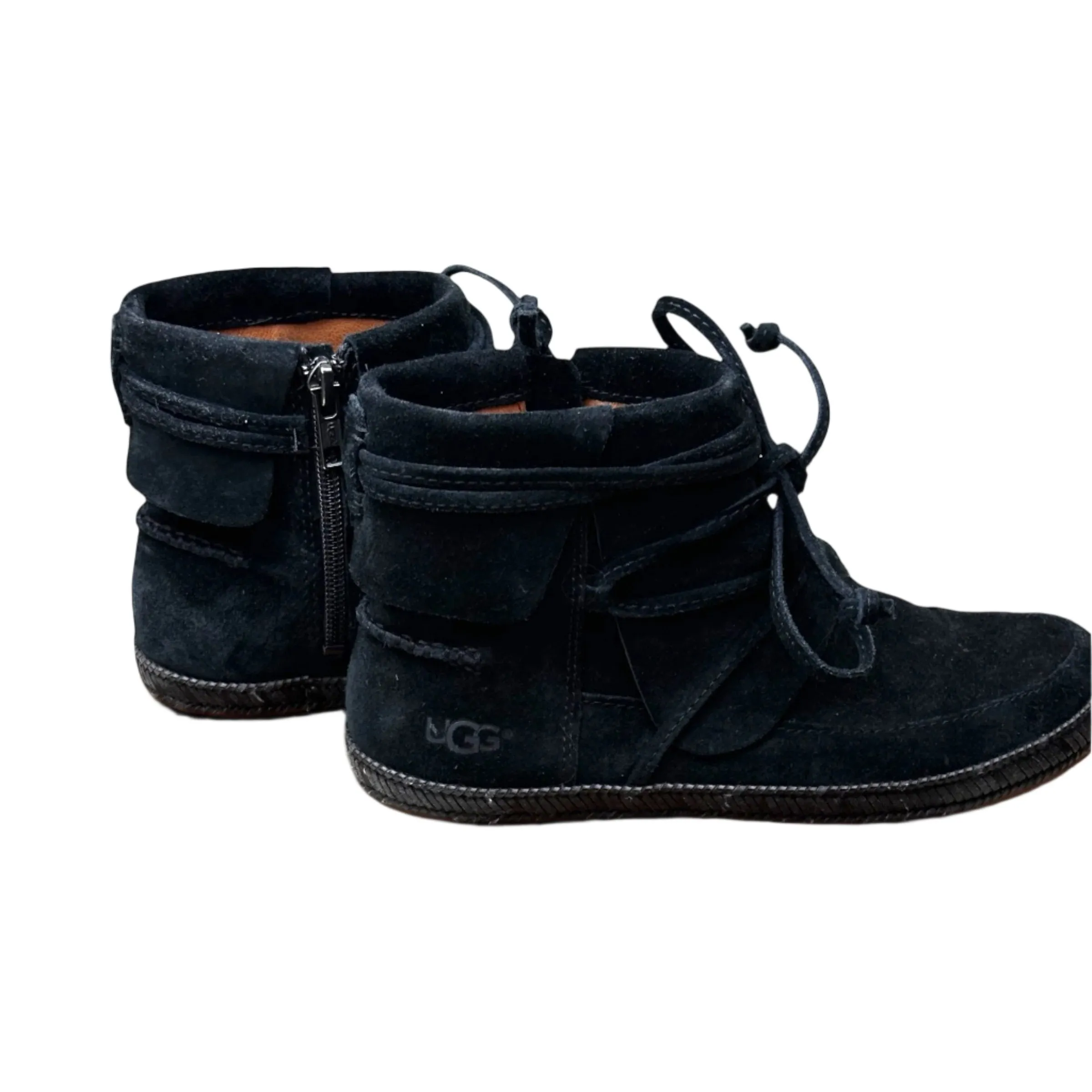 UGG Reid Loafer Black Preloved Lace Wraped Booties Womens Size 6 US*