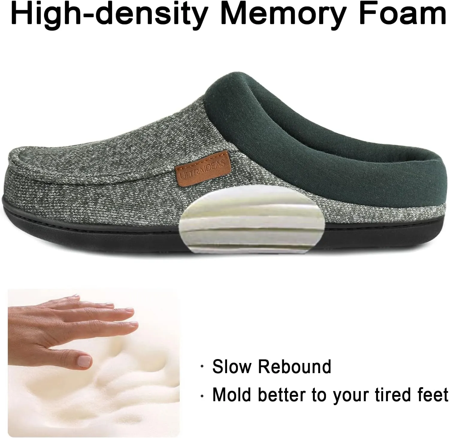 ULTRAIDEAS Men's Nealon Moccasin Clog Slipper, Slip on Indoor/Outdoor House Shoes