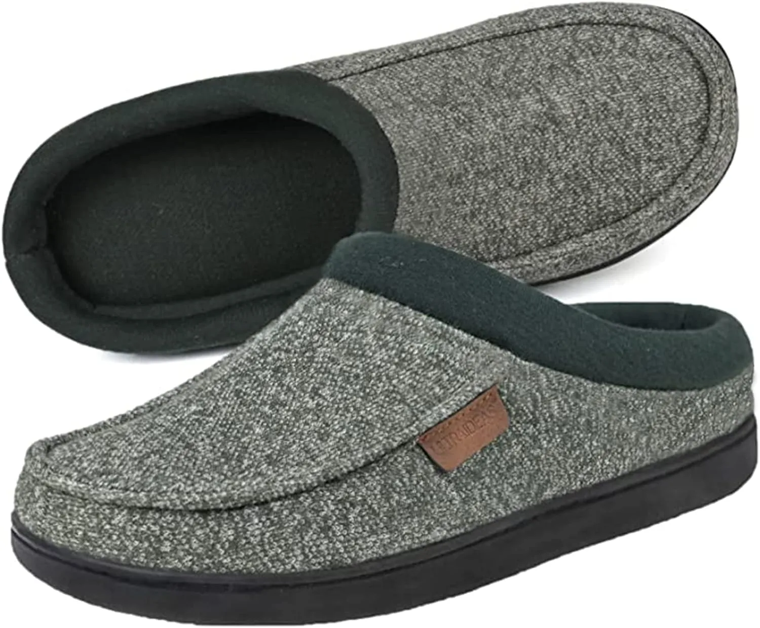 ULTRAIDEAS Men's Nealon Moccasin Clog Slipper, Slip on Indoor/Outdoor House Shoes