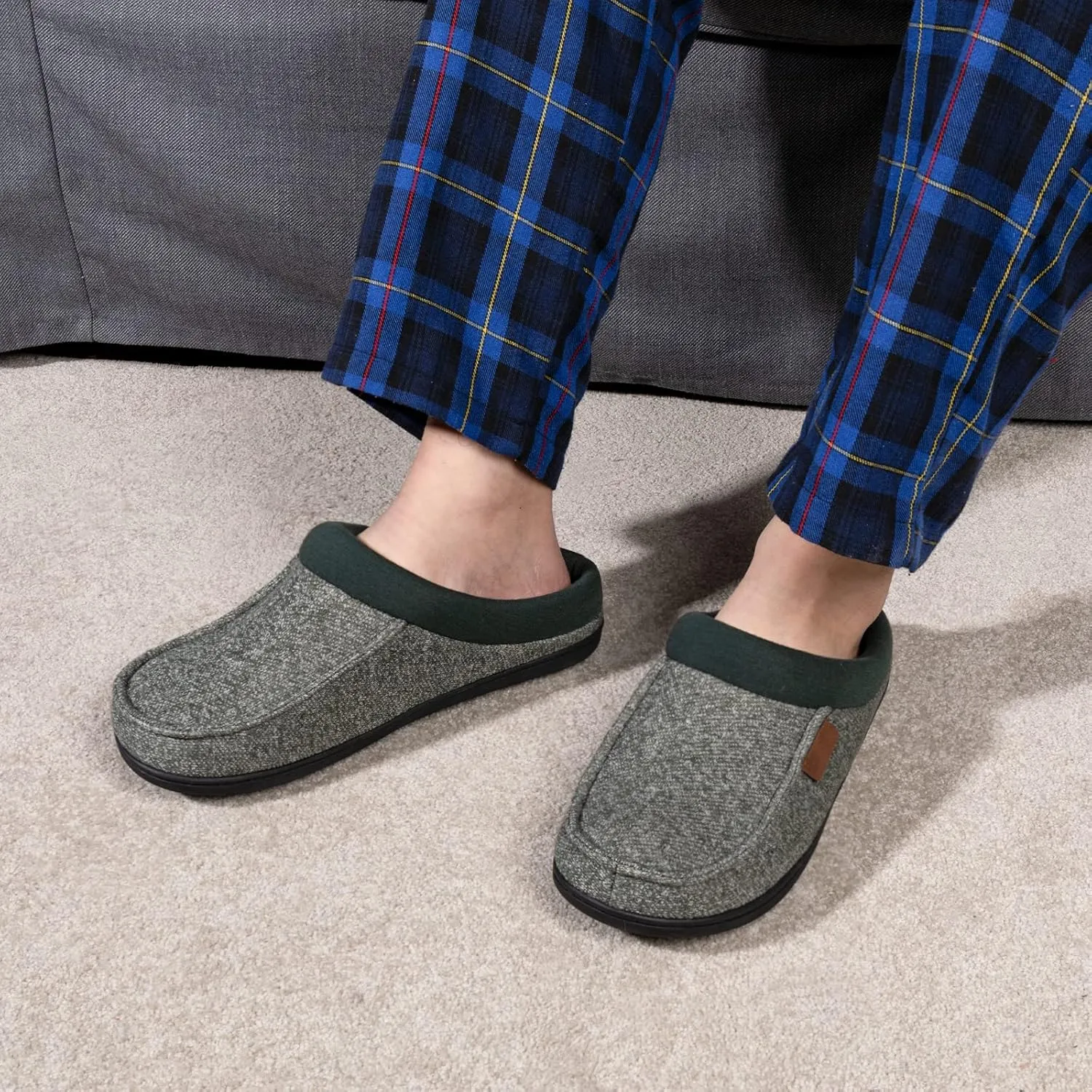 ULTRAIDEAS Men's Nealon Moccasin Clog Slipper, Slip on Indoor/Outdoor House Shoes