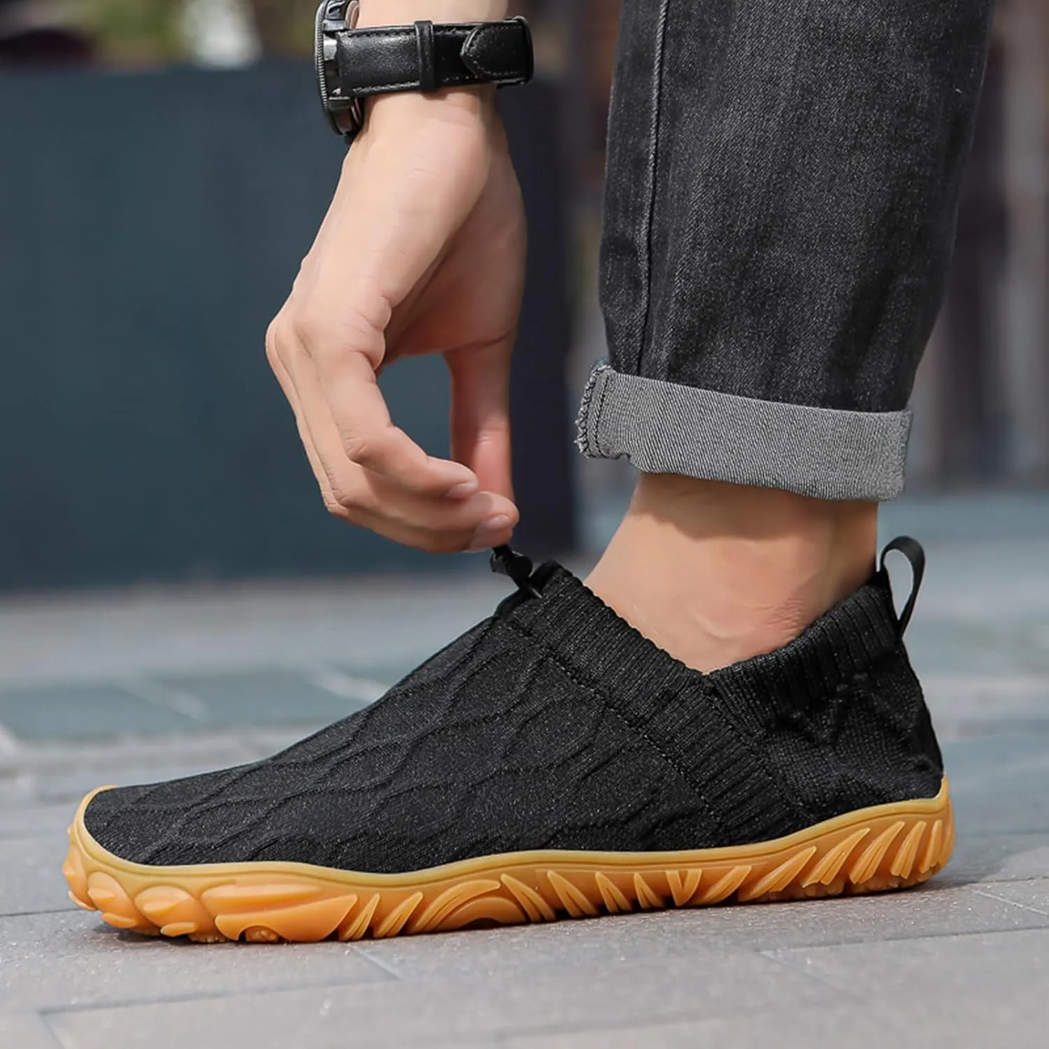 UMANPOO Men Hiking Water Shoes Barefoot Running Slip On Sneakers Casual Walking Slippers Gym Sock Flats Loafers Non Slip