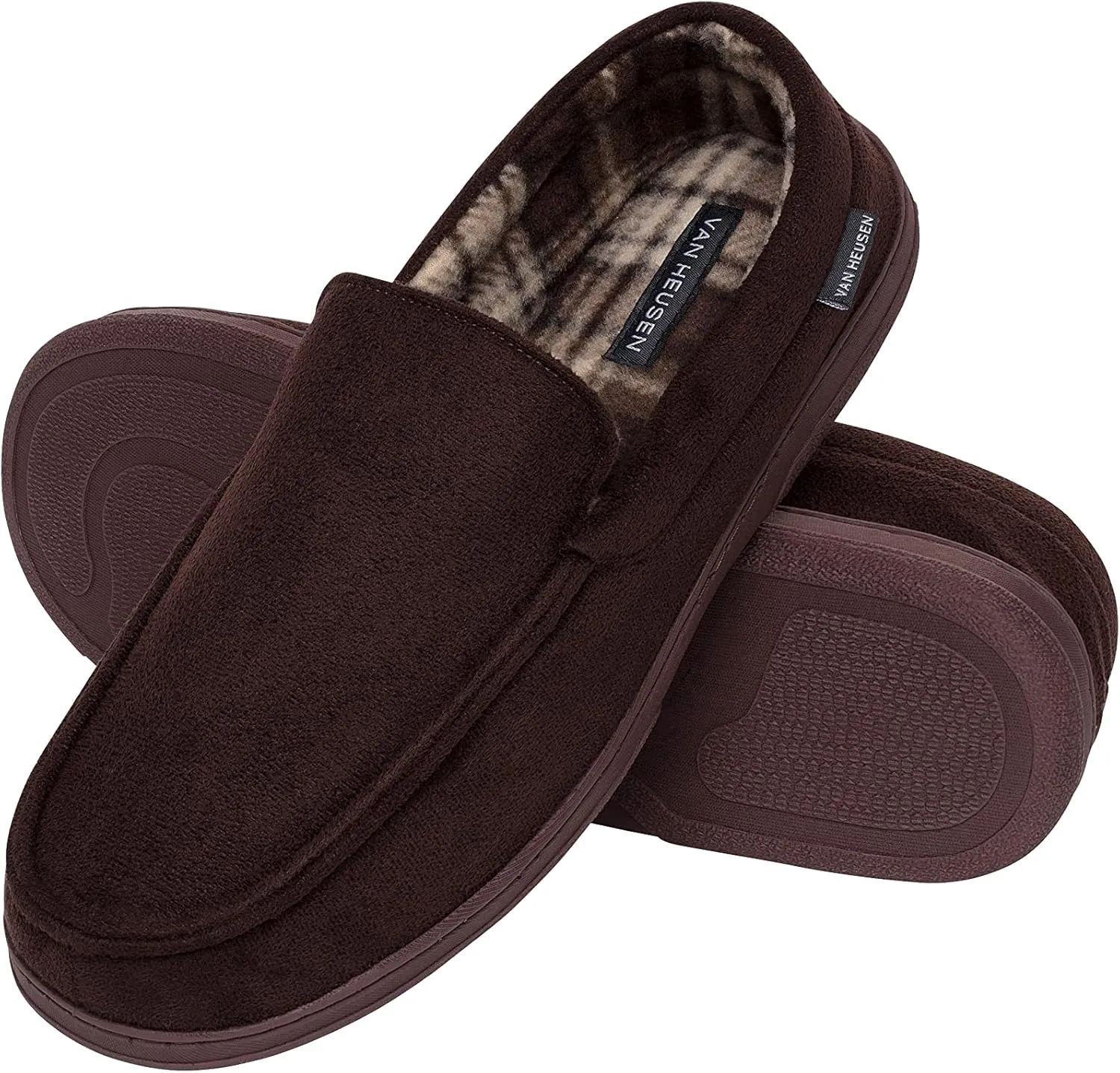 Van Heusen Men's Slippers Comfy Slip-On Micro Suede House with SoftFlannel Lining