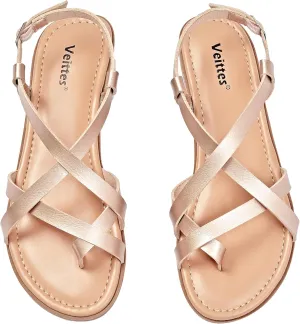 Veittes Women's Flat Slide Sandals - Comfort Casual Criss Cross Flat Summer Shoes.