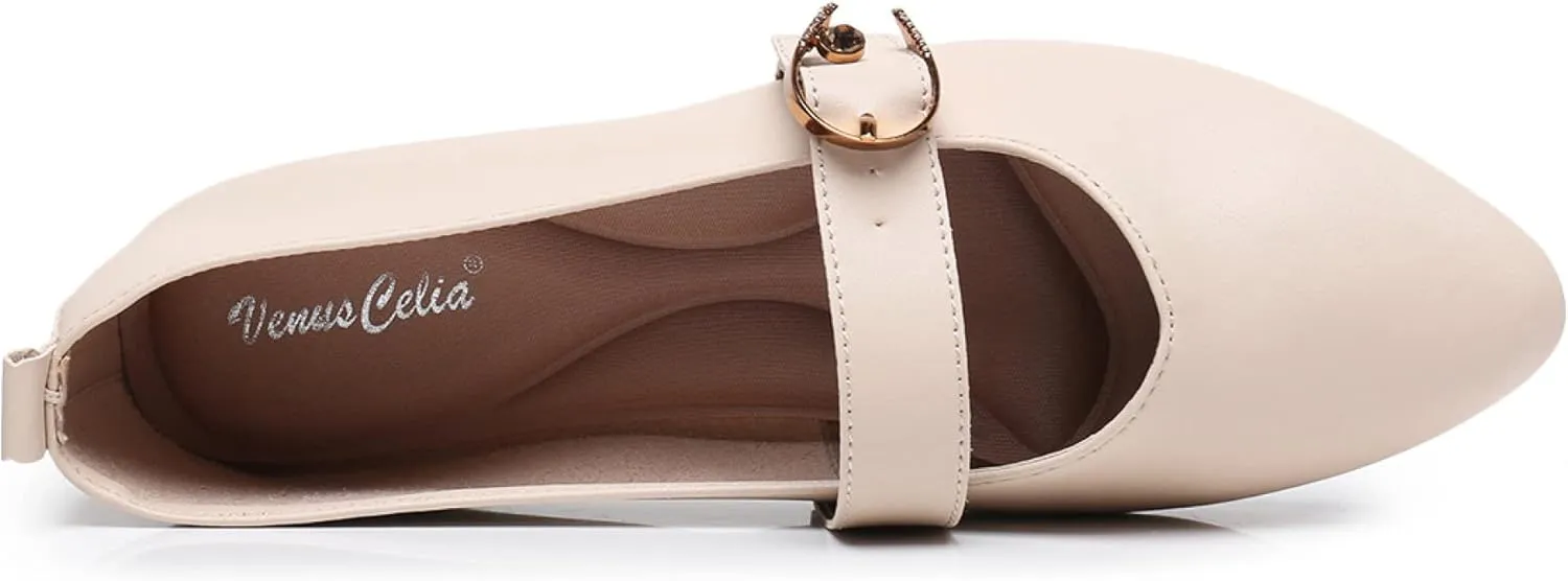 VenusCelia Women's Mary Jane Flat Shoe