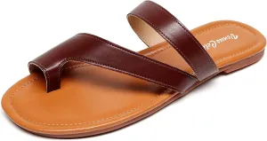 VenusCelia Women's Toe-Ring Wide Slide Sandal