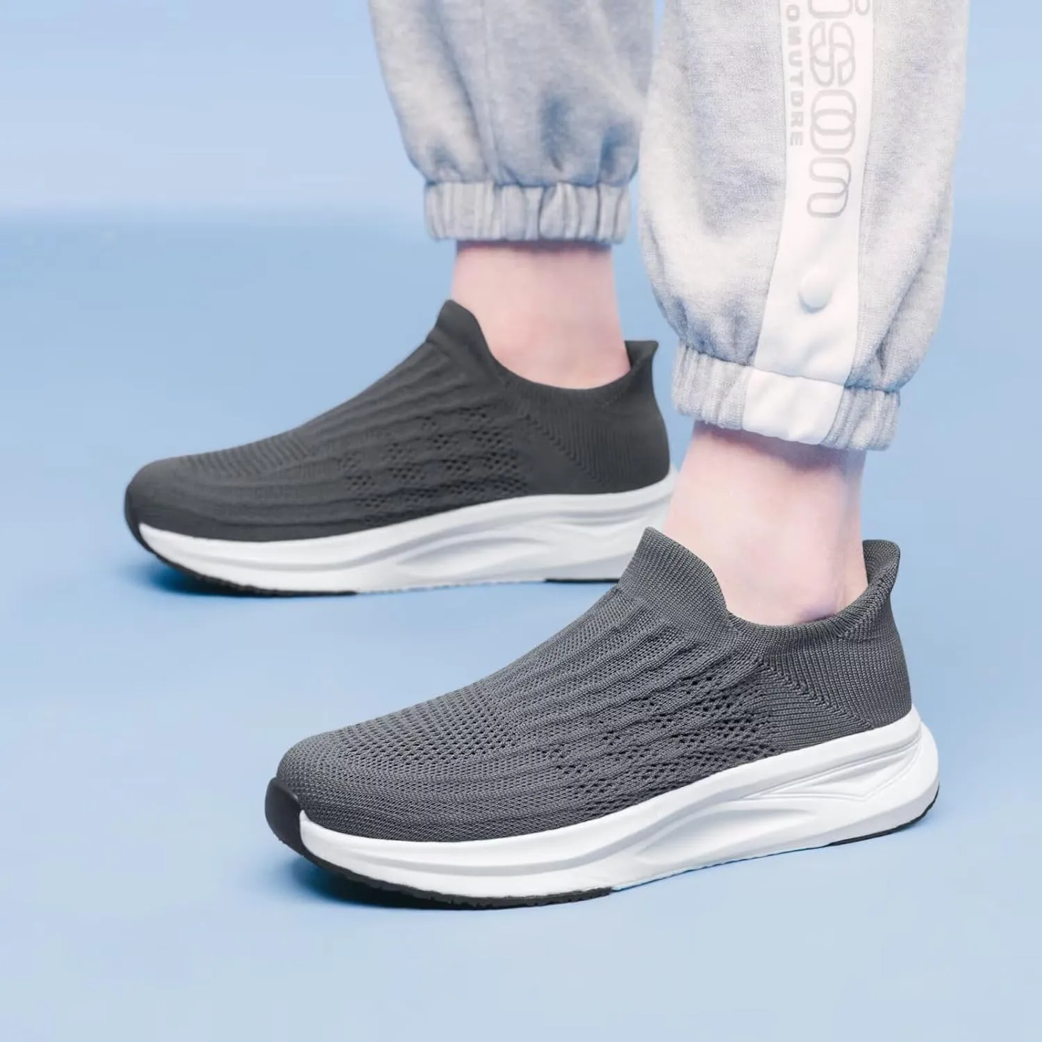 vibdiv Slip-in Walking Shoes Men Barefoot Sock Sneakers Flat Lightweight Casual Comfortable Breathable Laceless