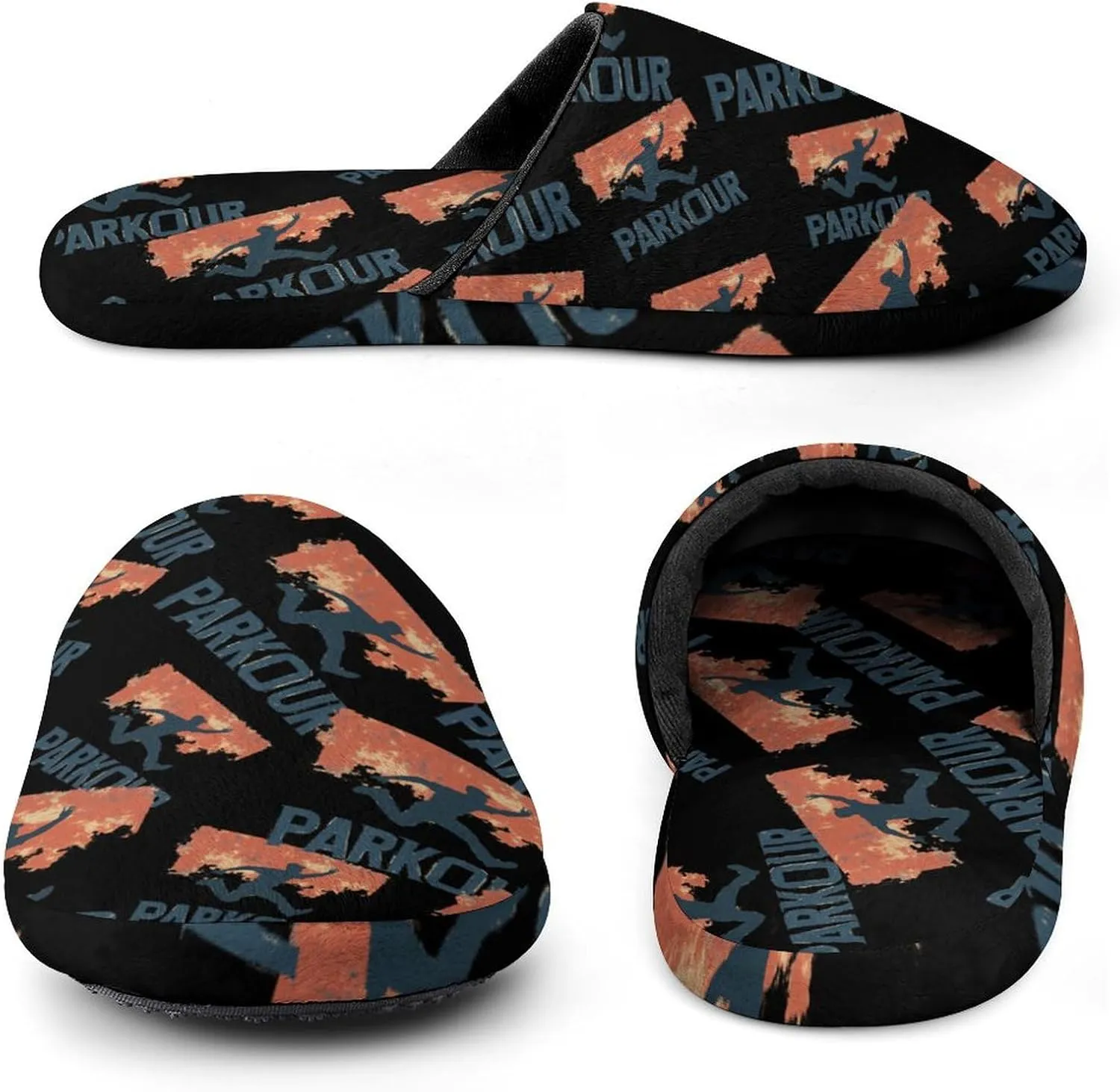 Vintage Parkour Cotton Slippers Fashion Slip on House Shoes Lightweight Slipper for Men