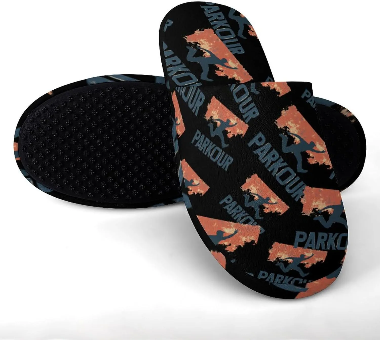 Vintage Parkour Cotton Slippers Fashion Slip on House Shoes Lightweight Slipper for Men