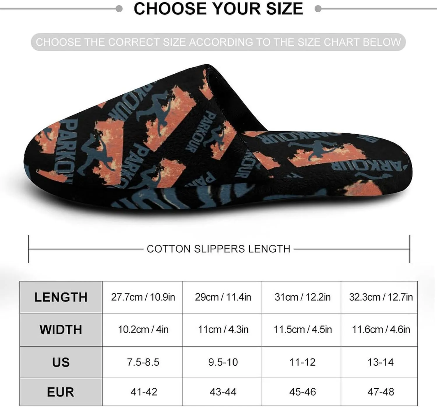 Vintage Parkour Cotton Slippers Fashion Slip on House Shoes Lightweight Slipper for Men