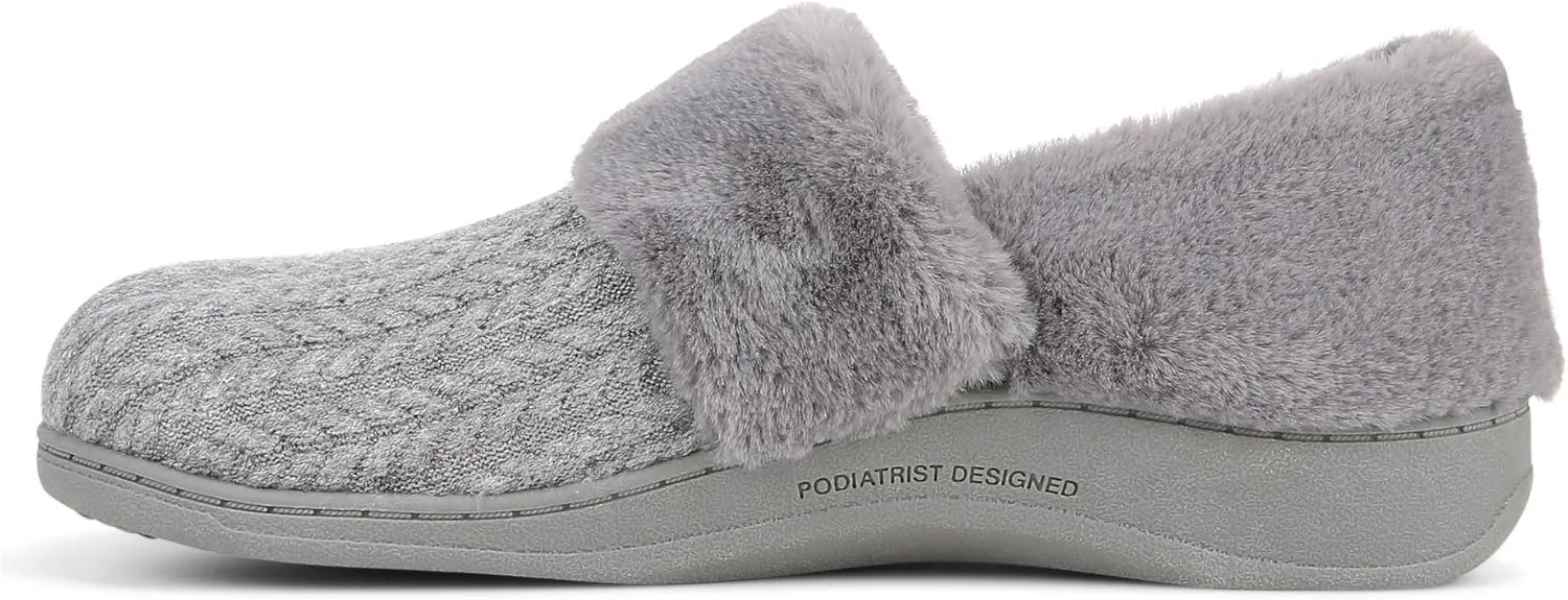 Vionic Endear Women's Cable Knit Faux Fur Trim Comfort Slipper