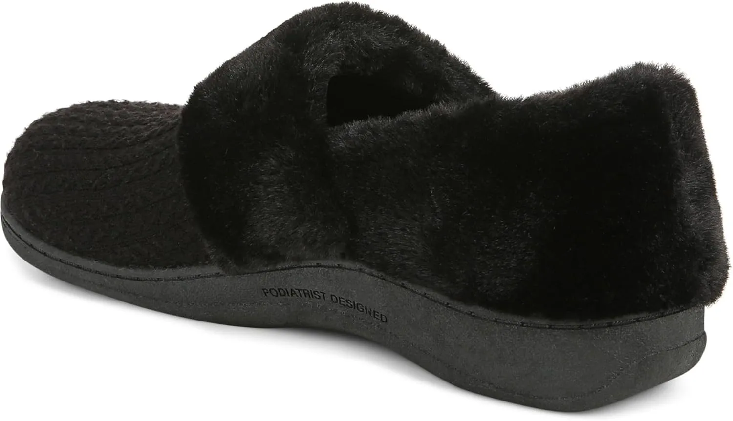Vionic Endear Women's Cable Knit Faux Fur Trim Comfort Slipper