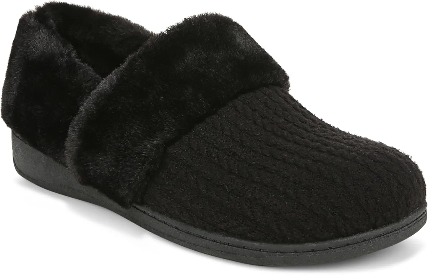 Vionic Endear Women's Cable Knit Faux Fur Trim Comfort Slipper