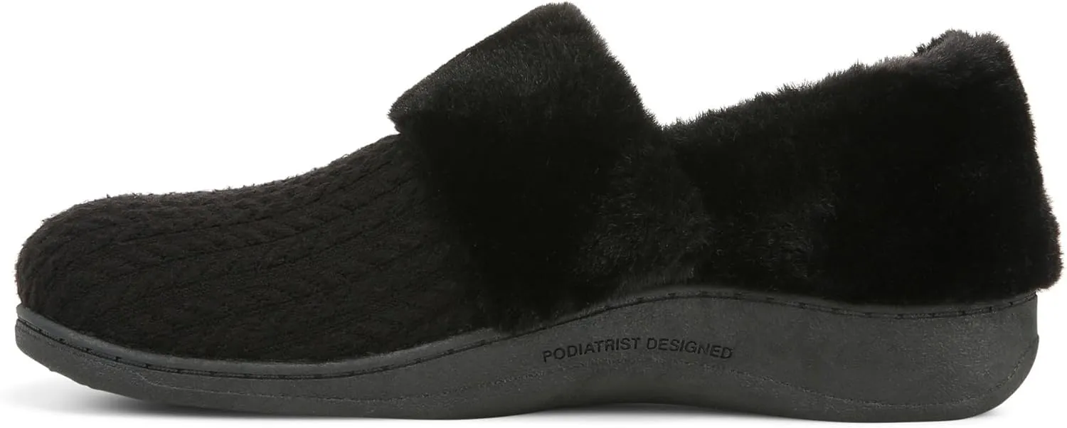 Vionic Endear Women's Cable Knit Faux Fur Trim Comfort Slipper