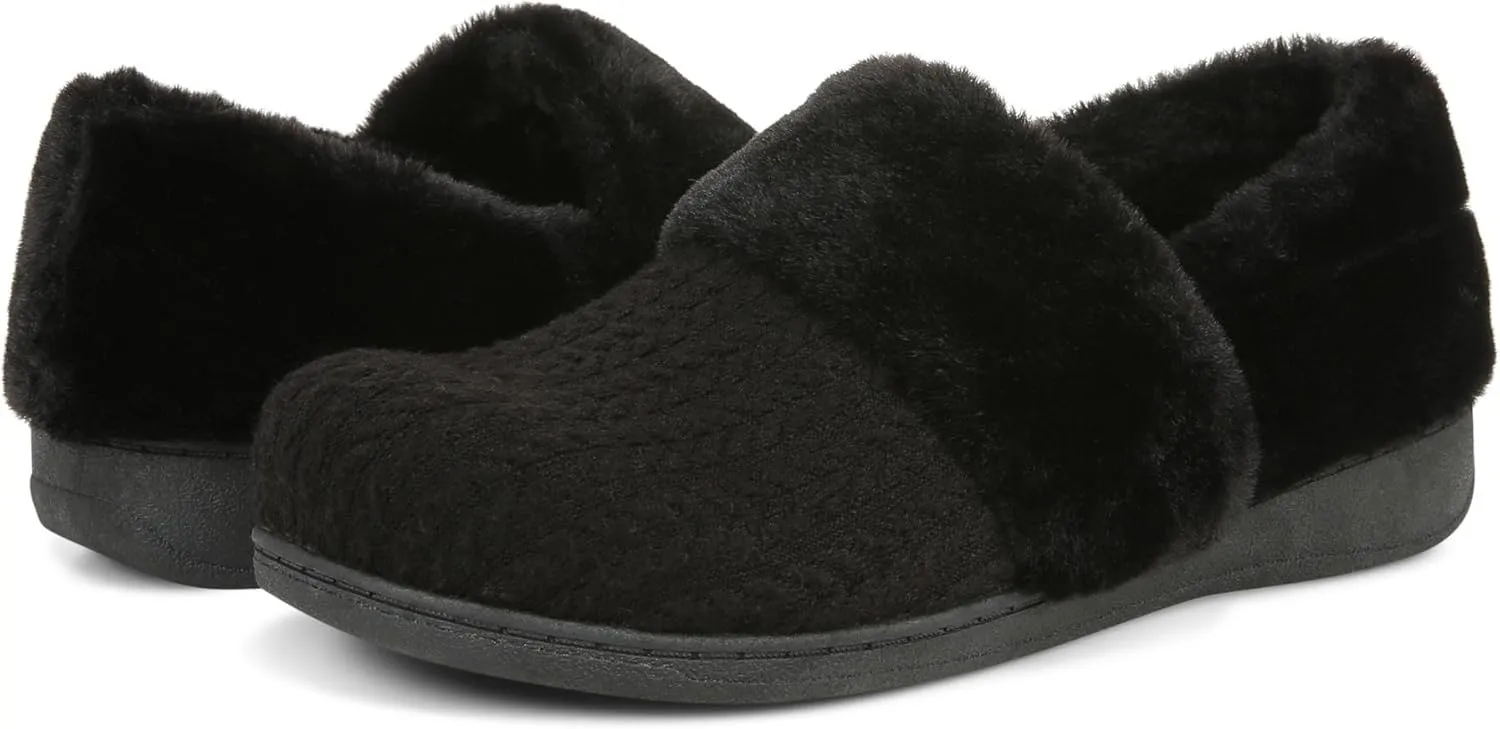 Vionic Endear Women's Cable Knit Faux Fur Trim Comfort Slipper