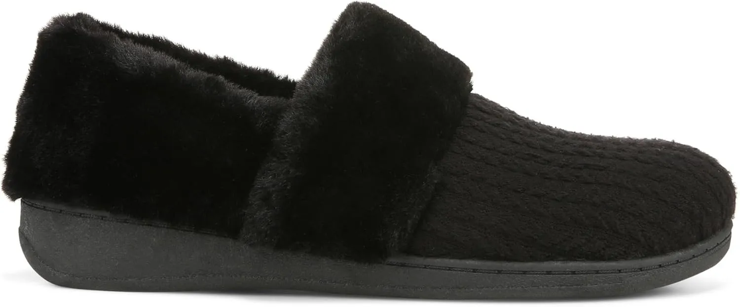 Vionic Endear Women's Cable Knit Faux Fur Trim Comfort Slipper
