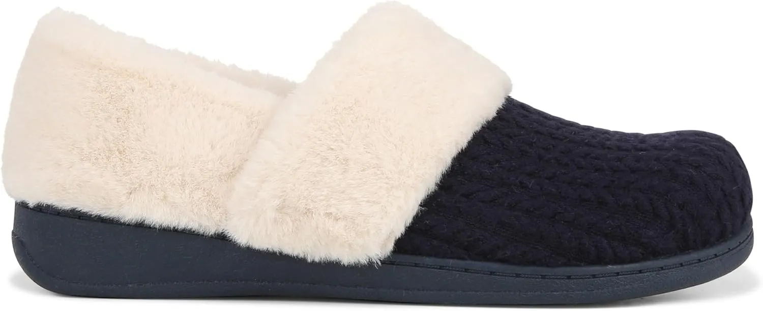 Vionic Endear Women's Cable Knit Faux Fur Trim Comfort Slipper