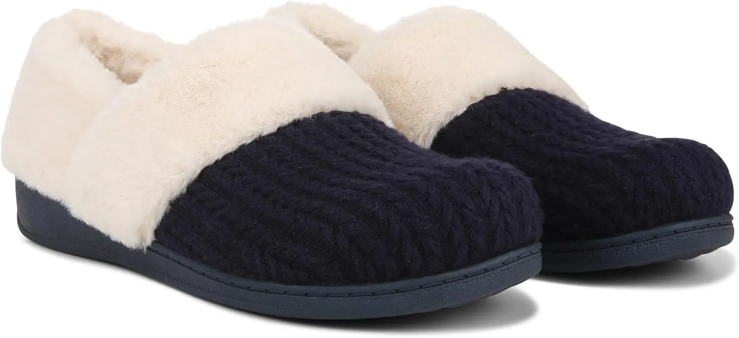 Vionic Endear Women's Cable Knit Faux Fur Trim Comfort Slipper