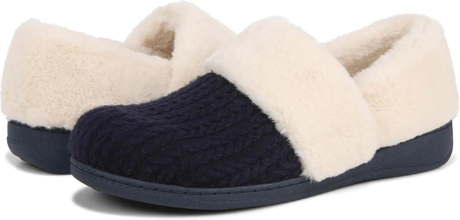 Vionic Endear Women's Cable Knit Faux Fur Trim Comfort Slipper