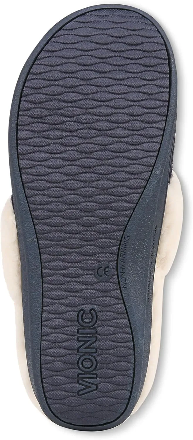Vionic Endear Women's Cable Knit Faux Fur Trim Comfort Slipper