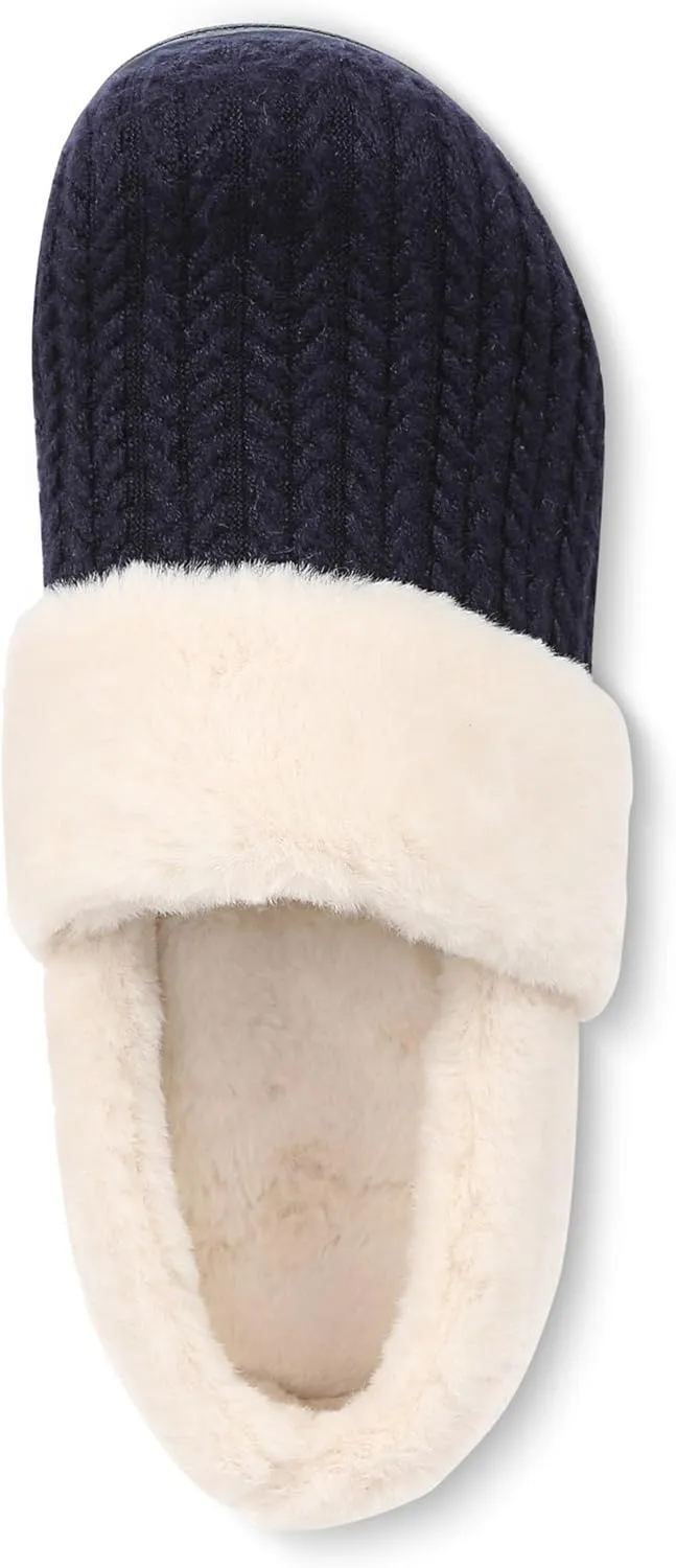 Vionic Endear Women's Cable Knit Faux Fur Trim Comfort Slipper