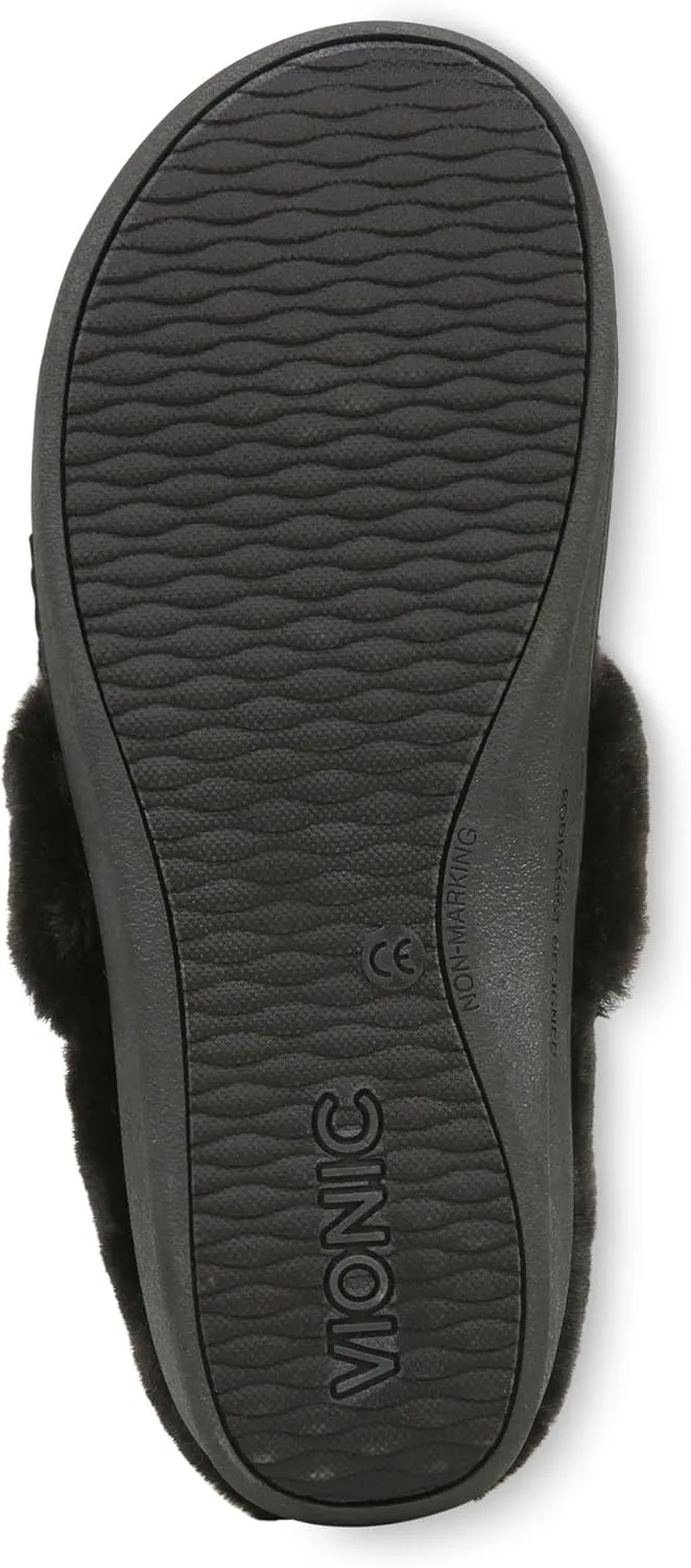 Vionic Endear Women's Cable Knit Faux Fur Trim Comfort Slipper