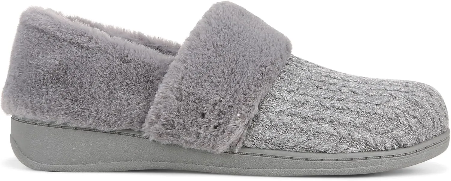 Vionic Endear Women's Cable Knit Faux Fur Trim Comfort Slipper