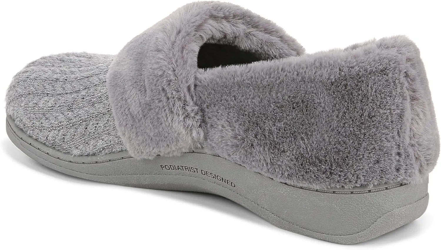 Vionic Endear Women's Cable Knit Faux Fur Trim Comfort Slipper