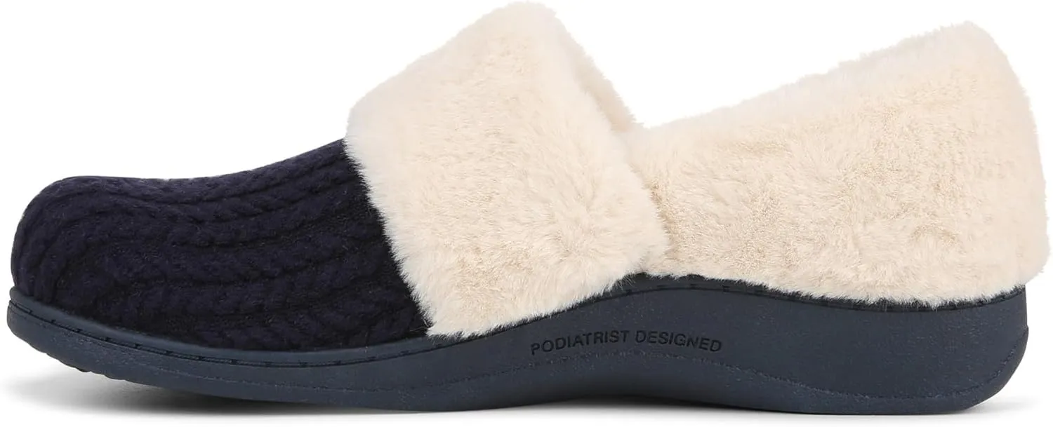 Vionic Endear Women's Cable Knit Faux Fur Trim Comfort Slipper