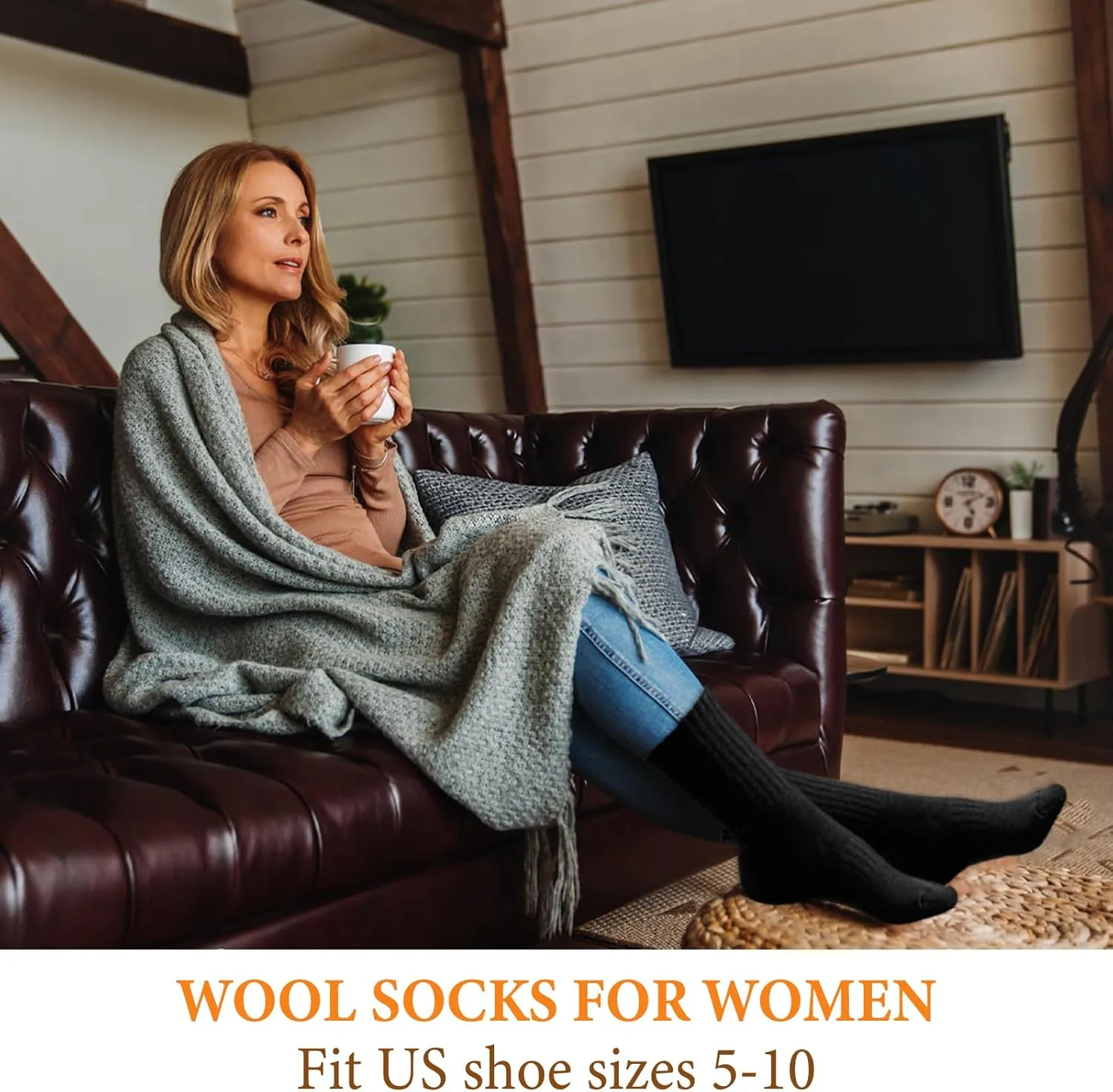 VoJoPi Wool Socks for Women Thermal and Warm Hiking Socks Winter Thick Cozy Cushion Boot Work Socks 5 Pairs