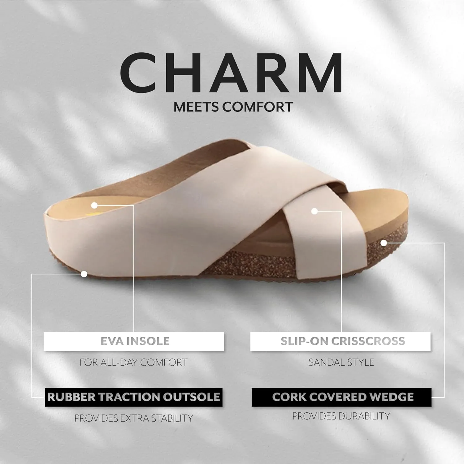 VOLATILE Ablette Wedge Sandals for Women Featuring Slip-on Crisscross Design with EVA Insole and Rubber Outsole