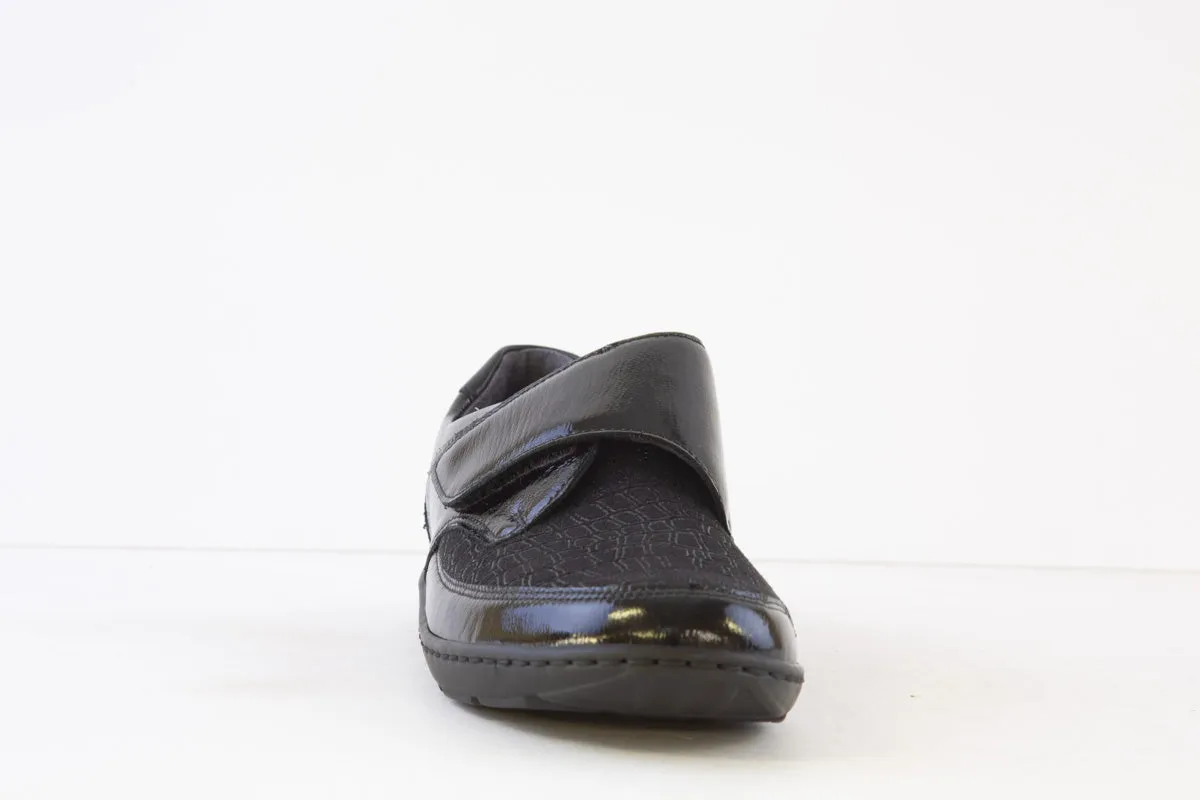 WALDLAUFER - 496H31 323 HENNI-VELCRO SHOE H WIDTH - BLACK PATENT