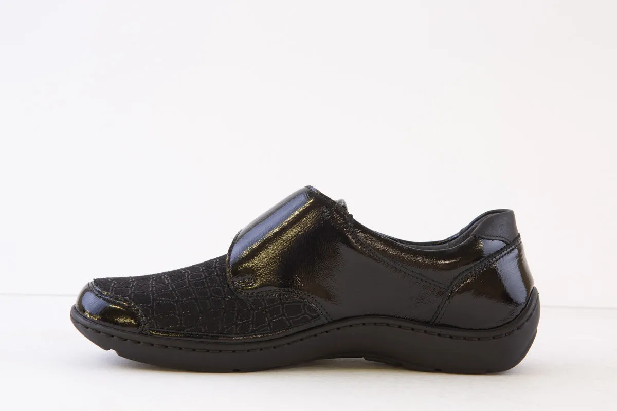 WALDLAUFER - 496H31 323 HENNI-VELCRO SHOE H WIDTH - BLACK PATENT