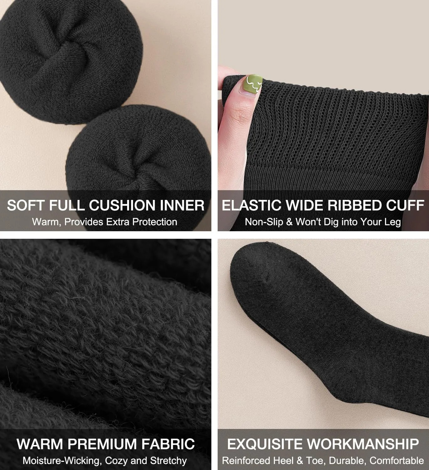 Warm Thermal Boot Socks for Women - Knee High, Winter, Running, Hiking, Gifts - Thick Socks for Cold Weather