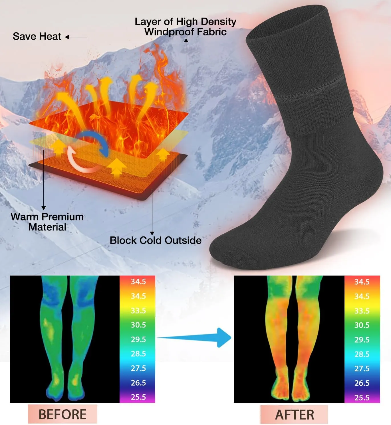 Warm Thermal Boot Socks for Women - Knee High, Winter, Running, Hiking, Gifts - Thick Socks for Cold Weather