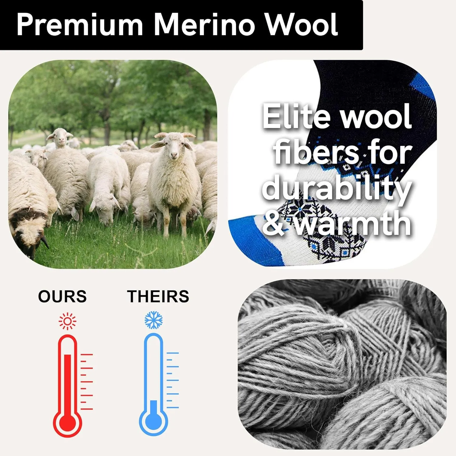 Warm Wool Ski Socks Winter – Women Skiing Merino Snowboard Pack Men