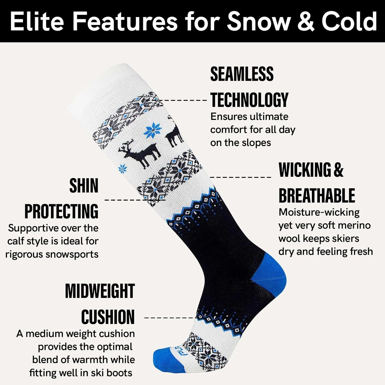 Warm Wool Ski Socks Winter – Women Skiing Merino Snowboard Pack Men