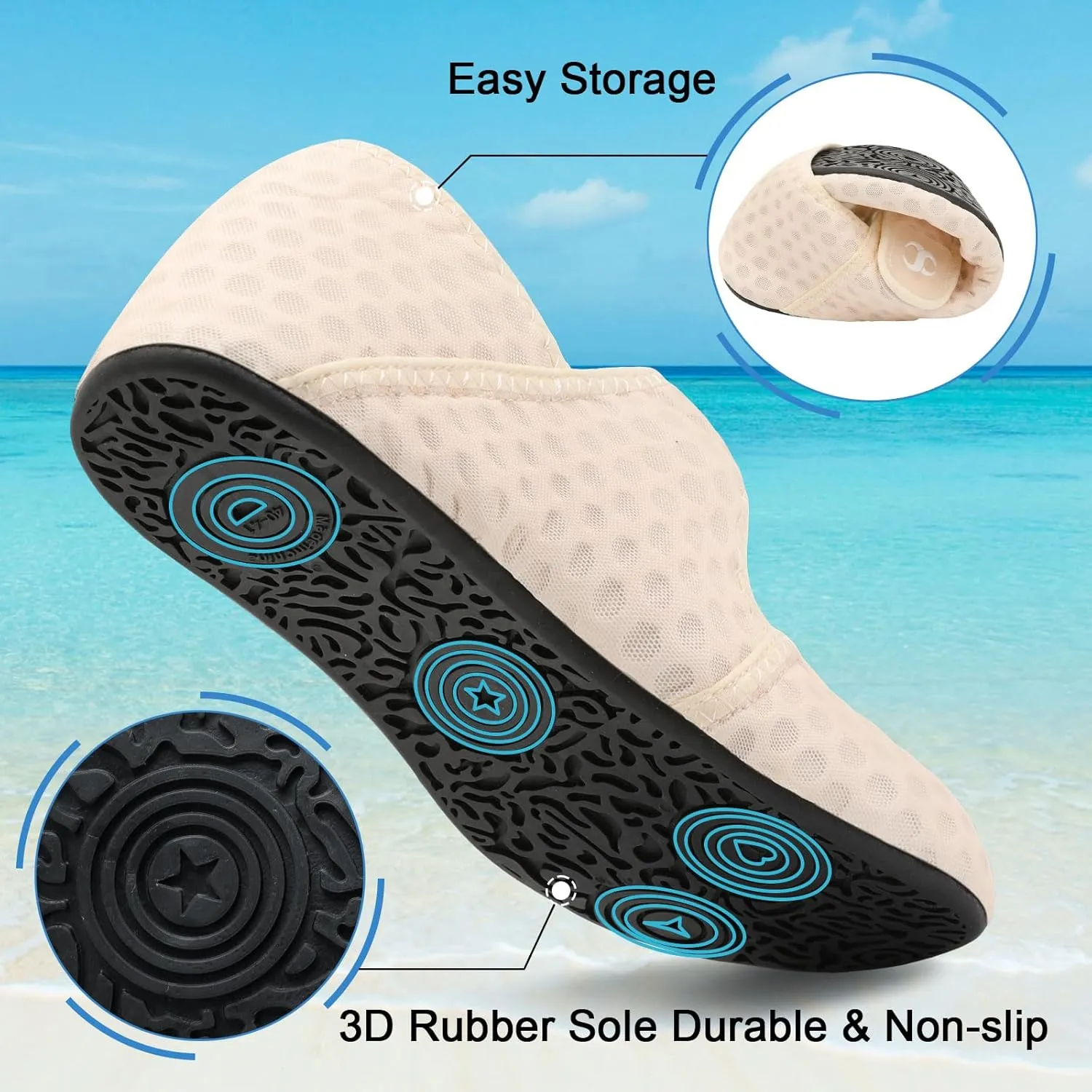 Water Shoes for Women Men Barefoot Beach Swim Aqua Socks Summer Wide Slides Sandals Quick Dry Pool River Sea Sock Shoes