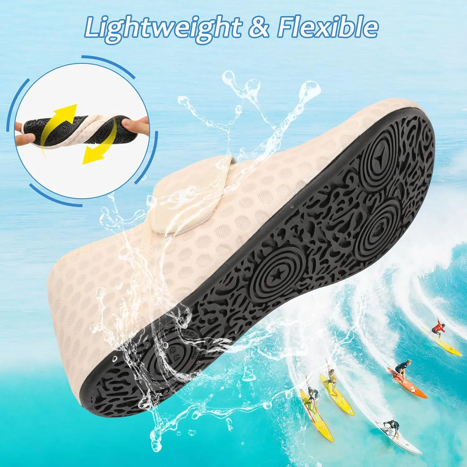 Water Shoes for Women Men Barefoot Beach Swim Aqua Socks Summer Wide Slides Sandals Quick Dry Pool River Sea Sock Shoes