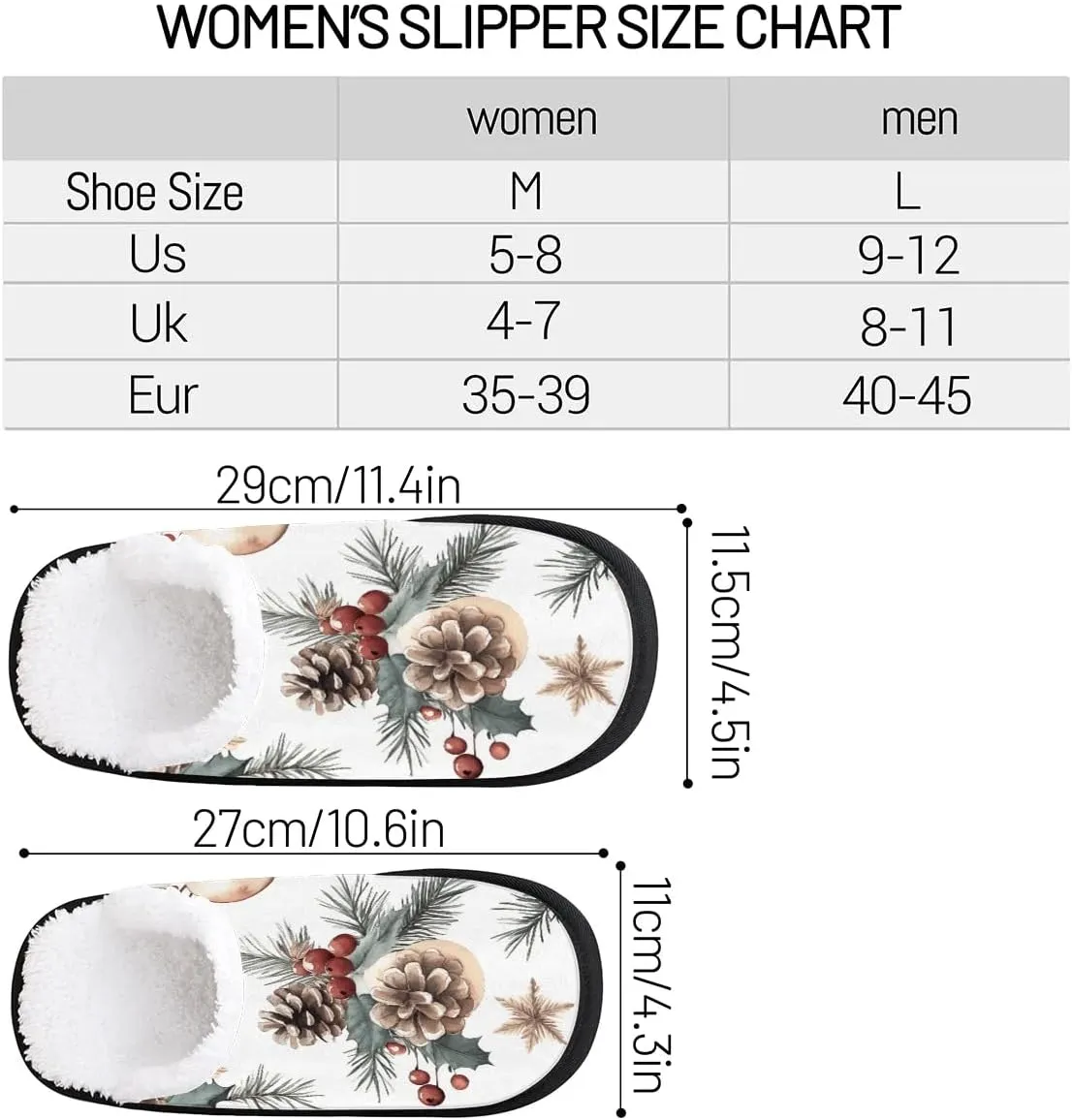 Watercolor Esthetic Pinecones Slippers Winter Slippers Fuzzy House Shoes Anti-Slip Slippers Bedroom Indoor Outdoor Slippers