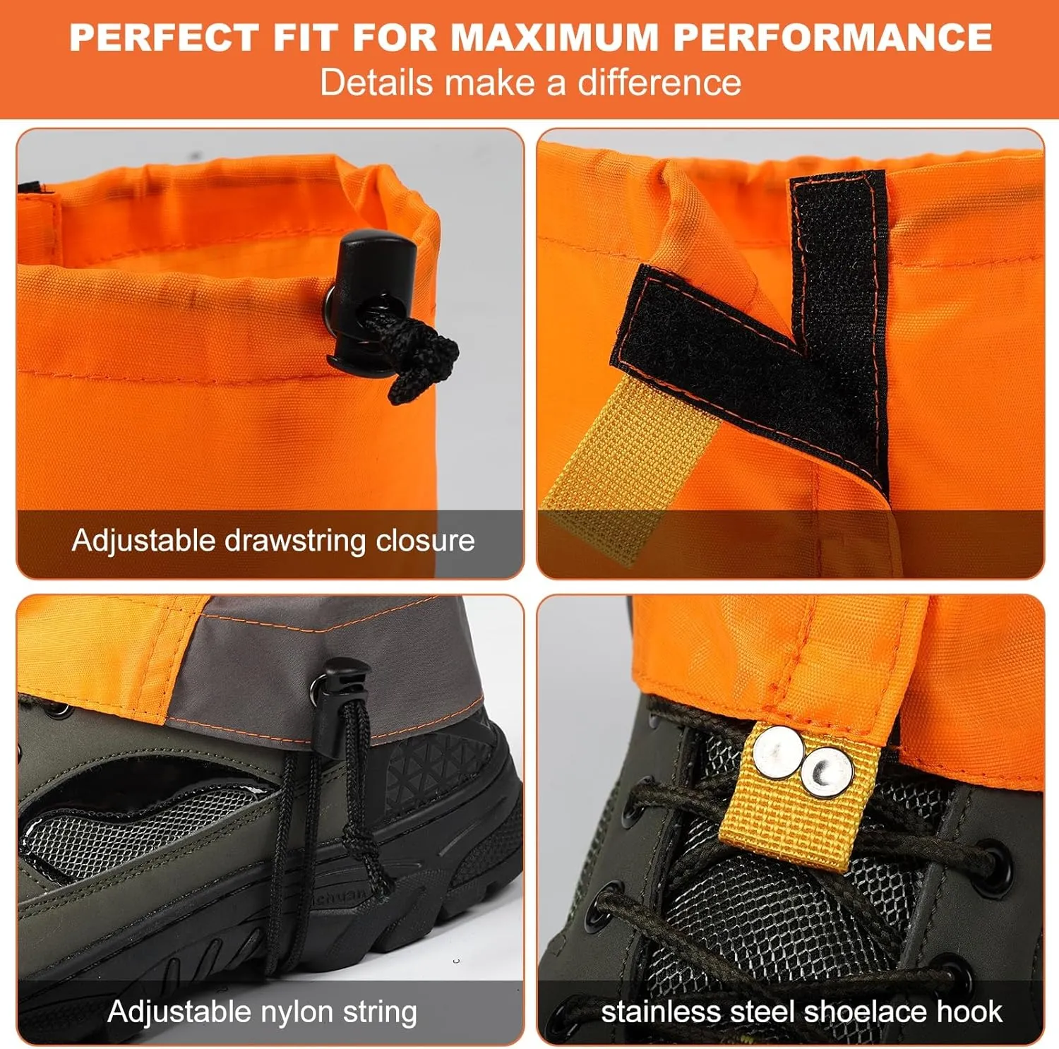Waterproof Gators for Hiking Boots and Shoes Lightweight Adjustable Leg Gaiters for Men Women Gaiters for Hiking Snowshoeing