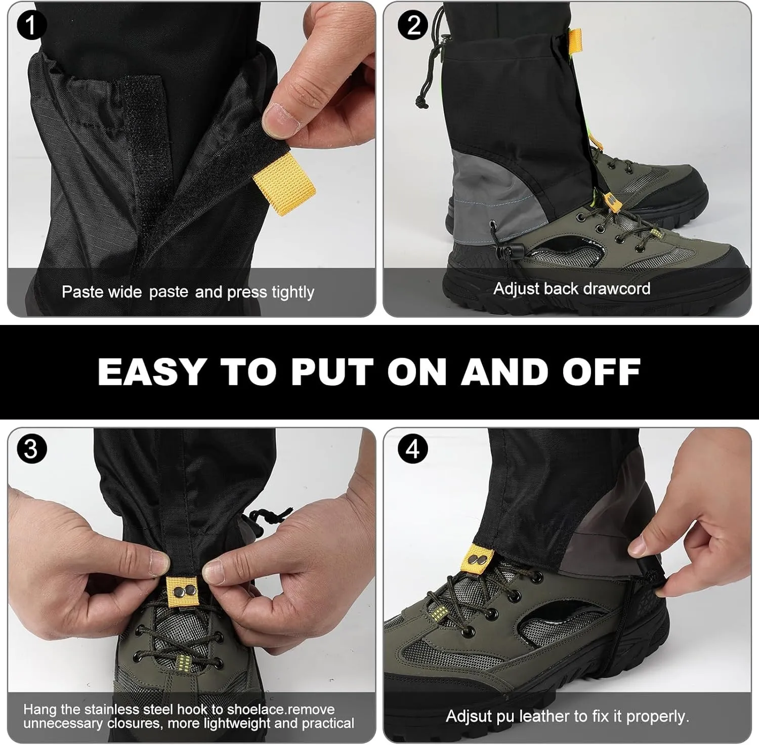 Waterproof Gators for Hiking Boots and Shoes Lightweight Adjustable Leg Gaiters for Men Women Gaiters for Hiking Snowshoeing