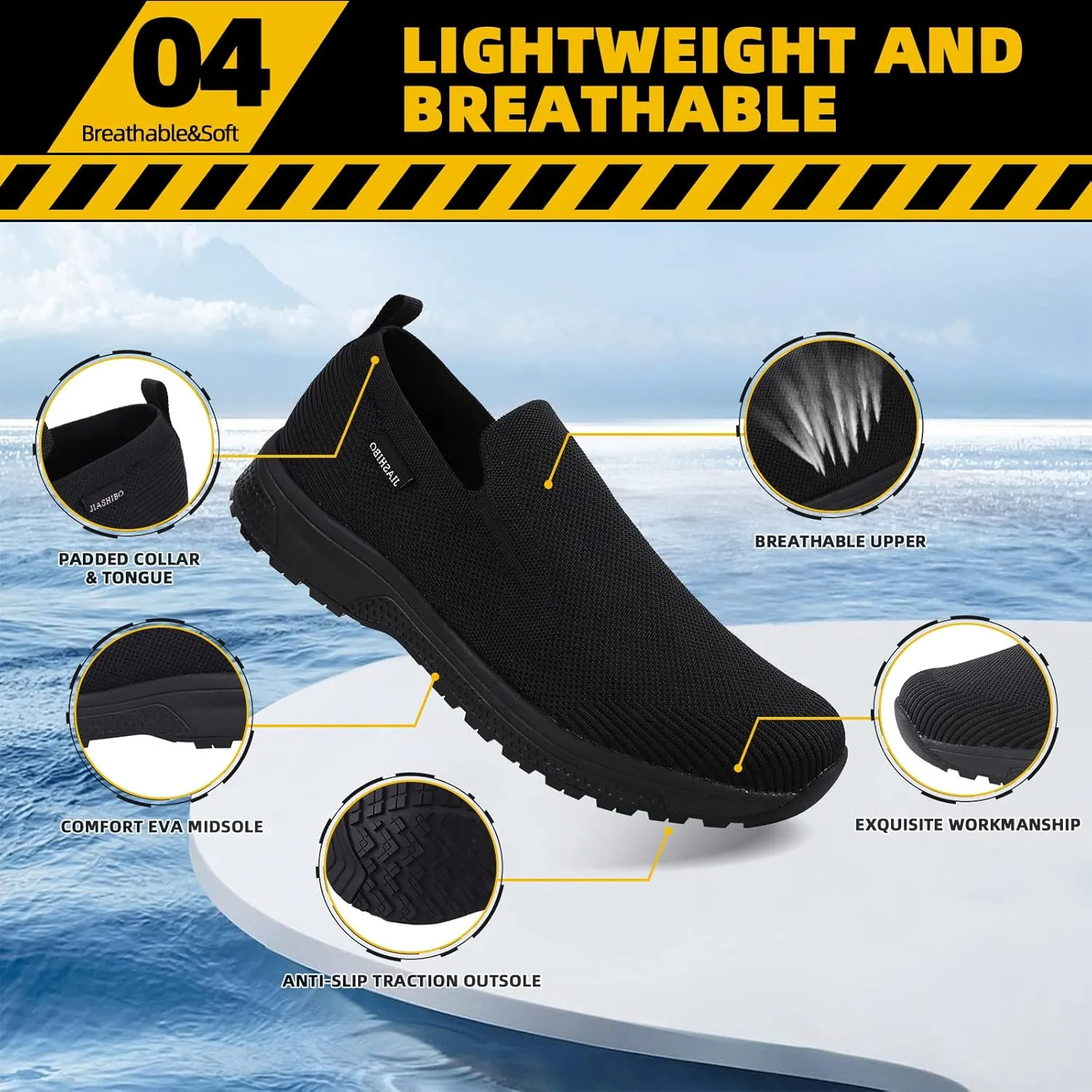Waterproof Shoes for Men Slip on Non Slip Work Shoes Mens Chef Kitchen Restaurant Shoe Slip Resistant Food Service Rain Shoes Walking Sneakers Lightweight Breathable