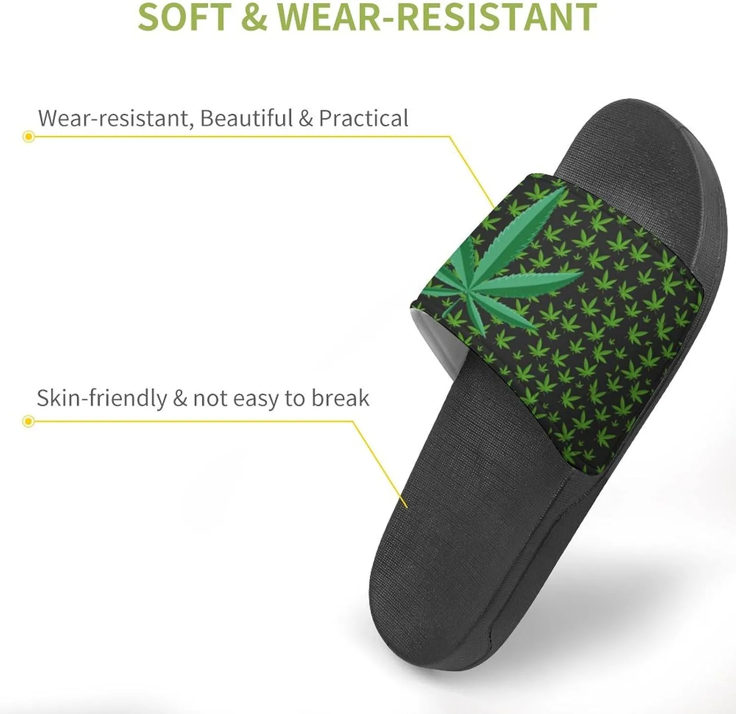 Weed Leaf Cannabis Marijuana Red Yellow Green Art Summer Slippers Womens Men Slides Shoes Sandals Flag Flip Flops