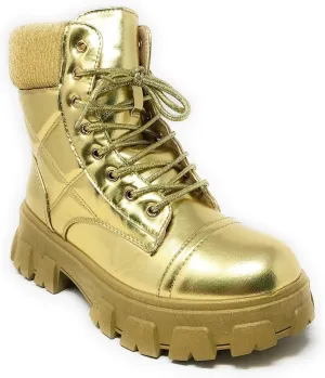 Wild Diva Presley-31 Womens Lug Sole Ankle Combat & Lace-up Boots