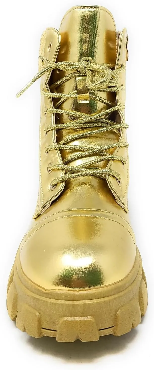 Wild Diva Presley-31 Womens Lug Sole Ankle Combat & Lace-up Boots