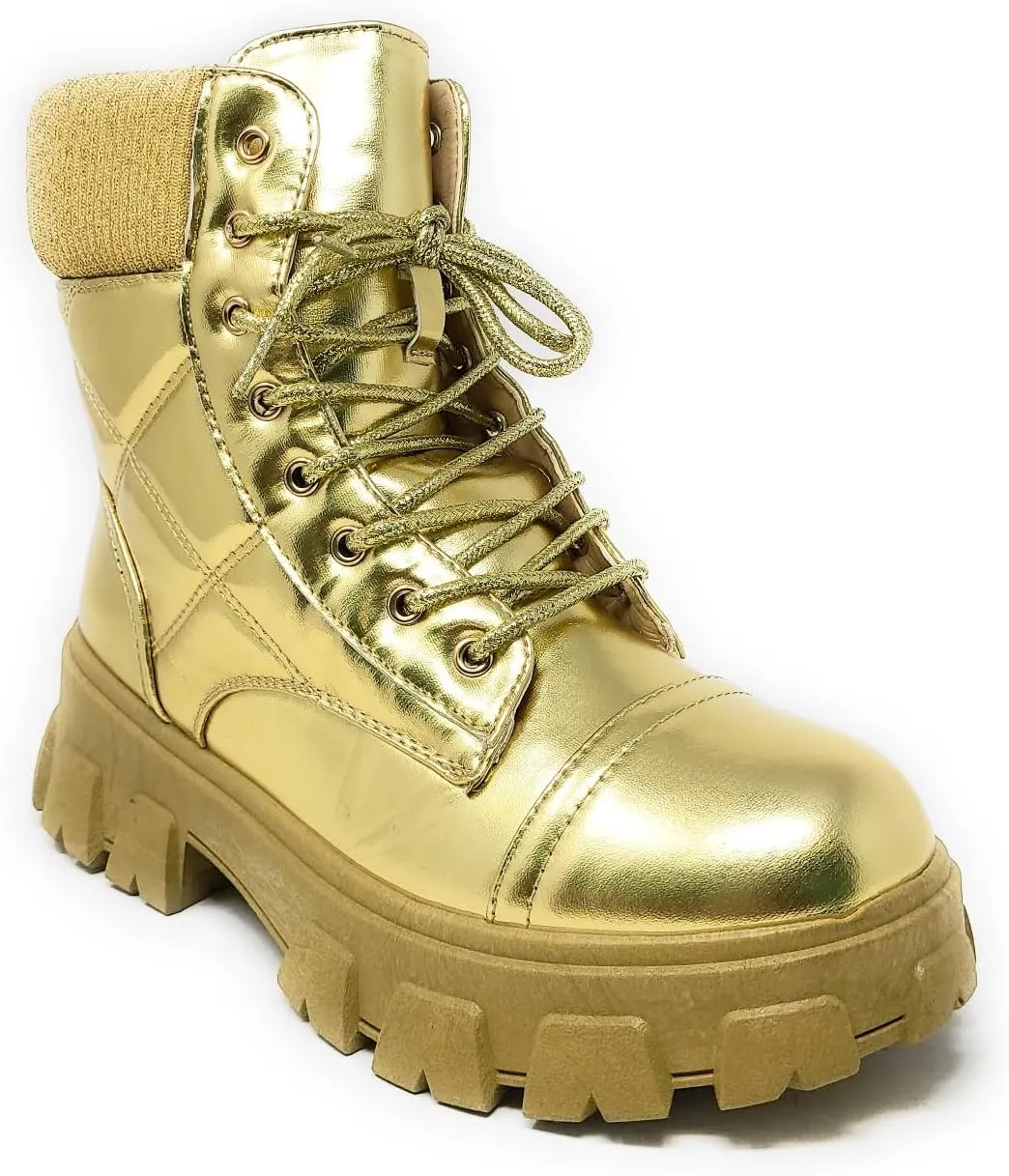 Wild Diva Presley-31 Womens Lug Sole Ankle Combat & Lace-up Boots