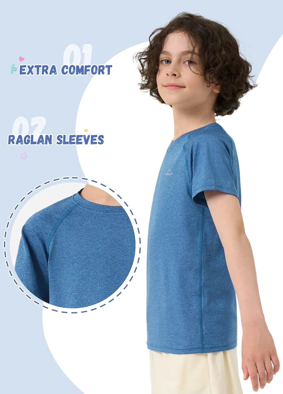Willit Boy's Rash Guard Swim Shirts Short Sleeve UPF 50  Sun Protection Shirt Youth SPF Fishing Quick Dry Shirt