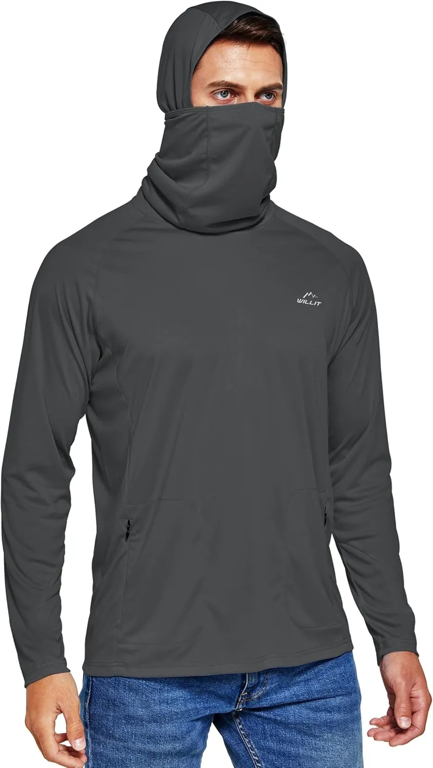 Willit Men's Sun Protection Hoodie UPF 50  Fishing Hiking Shirt Long Sleeve SPF UV Shirt Rash Guard Lightweight